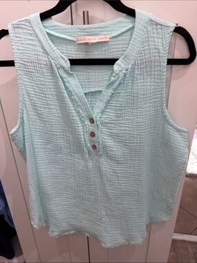 Mint Sleeveless Henley Tank